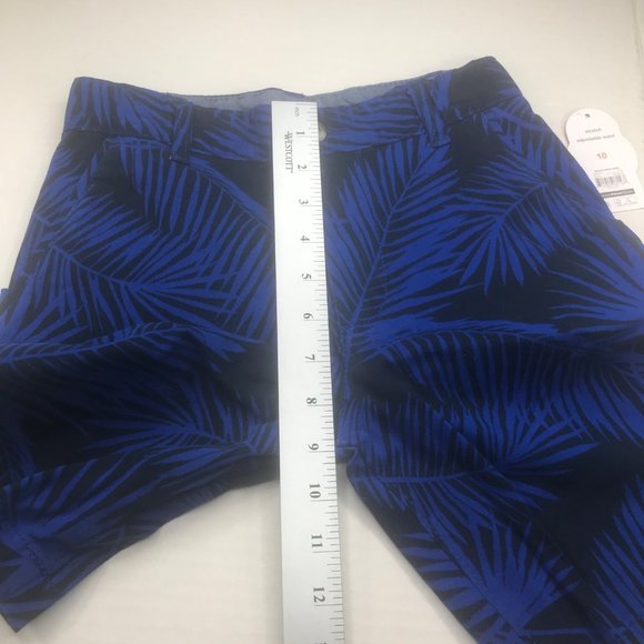 Wonder Nation Boy's Size 10 Adjustable Waist Flat Front Short Blue Palm Leaf New - Picture 11 of 13